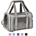 Grey Henkelion soft-sided collapsible pet carrier, small dogs, cats, TSA-approved