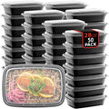 Clear 28 oz single-compartment PROMOZE meal prep containers with snap-on lids stacked