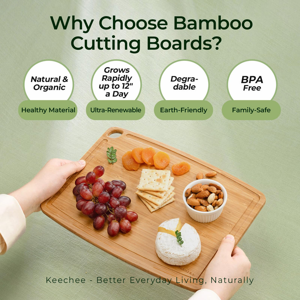 Keechee Dishwasher Safe Cutting Boards Durable Lightweight Wood Board for Busy Kitchen, Easy Storage & Clean Wooden Chopping Boards with Juice Groove Set of 2 (M+S) image 7