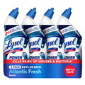 Four 24 oz bottles of Lysol Toilet Bowl Cleaner Clinging Gel showing blue label, angled nozzle