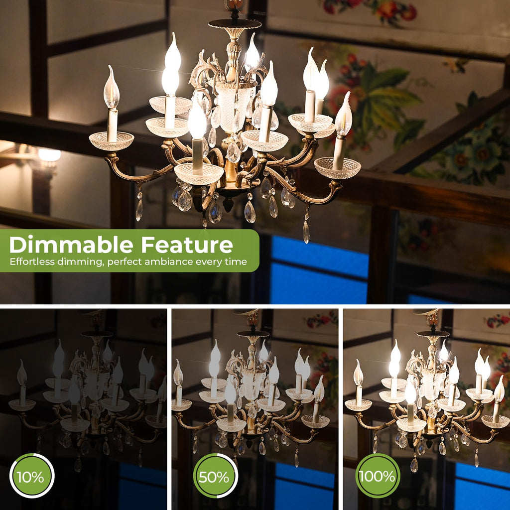 Sigalux E12 LED Candelabra Bulb 60 Watt Equivalent, Dimmable Chandelier Light Bulbs 5000K Daylight, CA10 Candle Bulbs for Chandelier, 5W, 450LM, 6 Pack image 4