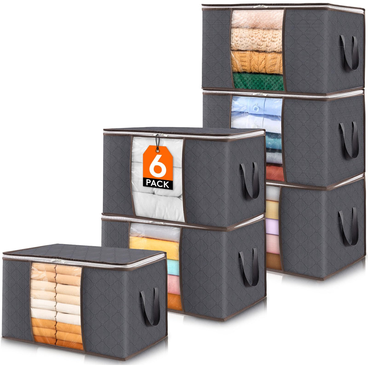 Lifewit foldable clothes storage bins, lids, clear window, reinforced handles