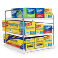 EVERIE extendable 3-tier cabinet organizer with adjustable shelves holding wrap boxes, foil rolls and jars