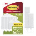 Command 15 lb and 10 lb picture hanging strips, assorted 28 pairs on backing