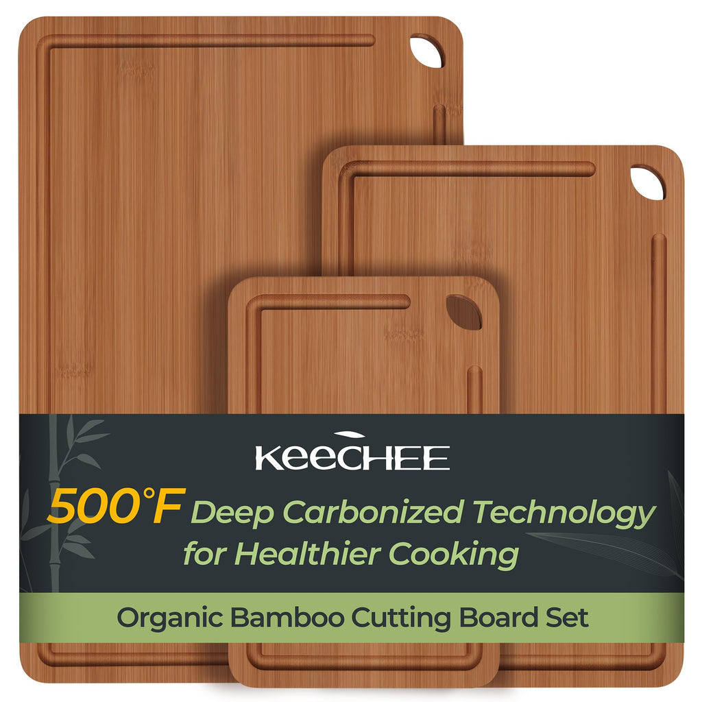 Keechee Bamboo Cutting Board, Wood Chopping & Butcher Block for Kitchen