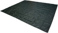 Dark green AmazonBasics waterproof camping tarp 9.5 x 11.3 ft with reinforced corners and edges