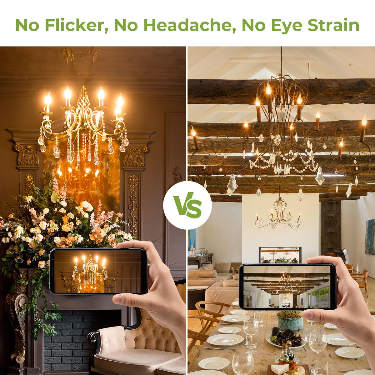 E12 Candelabra LED Light Bulbs Dimmable, 60W Equivalent LED Chandelier Light Bulbs 4.5W Soft White 2700K 500LM CA10 Flame Tip Vintage LED Filament Candle Bulb with Decorative Candelabra Base, 6 Packs image 6