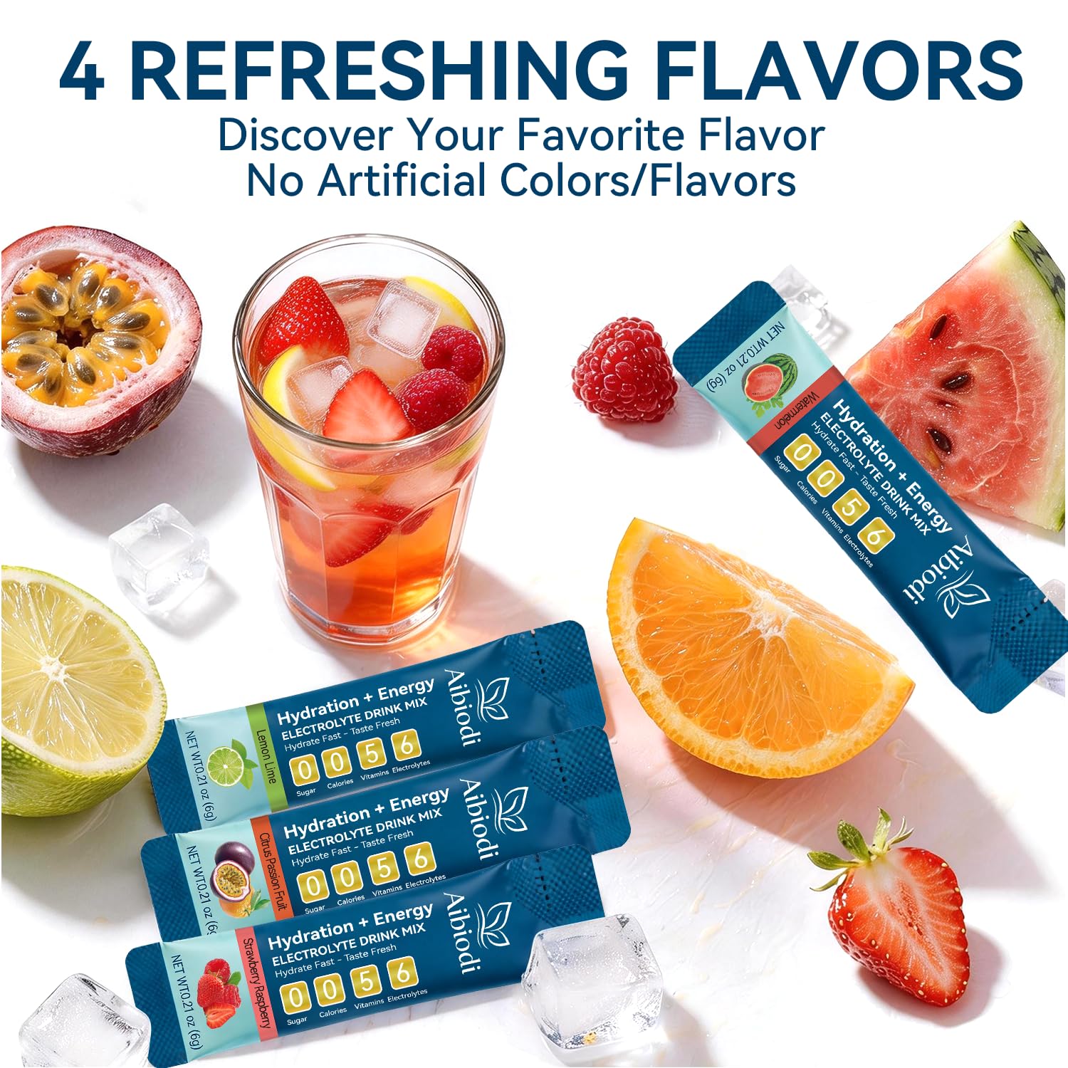 Aibiodi Electrolytes Powder Packets - Sugar Free & Zero Calorie Liquid Daily IV Drink Mix - Instant Hydration & Energy Supplement with 6 Electrolytes and 5 Vitamins, Keto Friendly & Vegan - 12 Sticks image 8