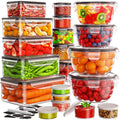JSCARES clear plastic airtight food storage containers with lids and labels, 40 pieces