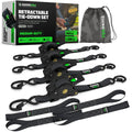 Black Rhino USA retractable ratchet straps, 1in x 10ft, 4 straps
