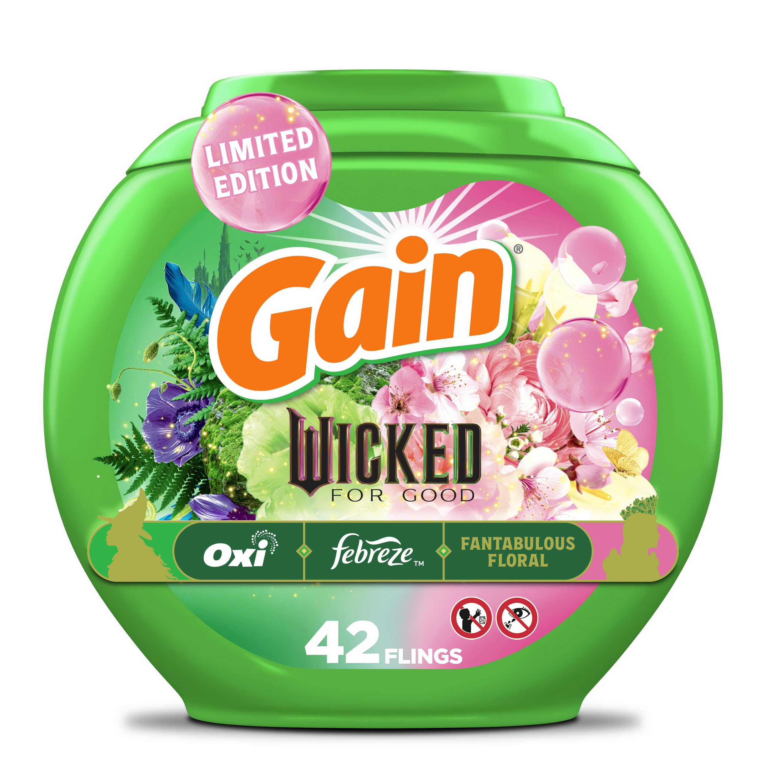 Box of Gain Wicked: For Good 42-count Fantabulous Floral 3-in-1 laundry detergent pacs