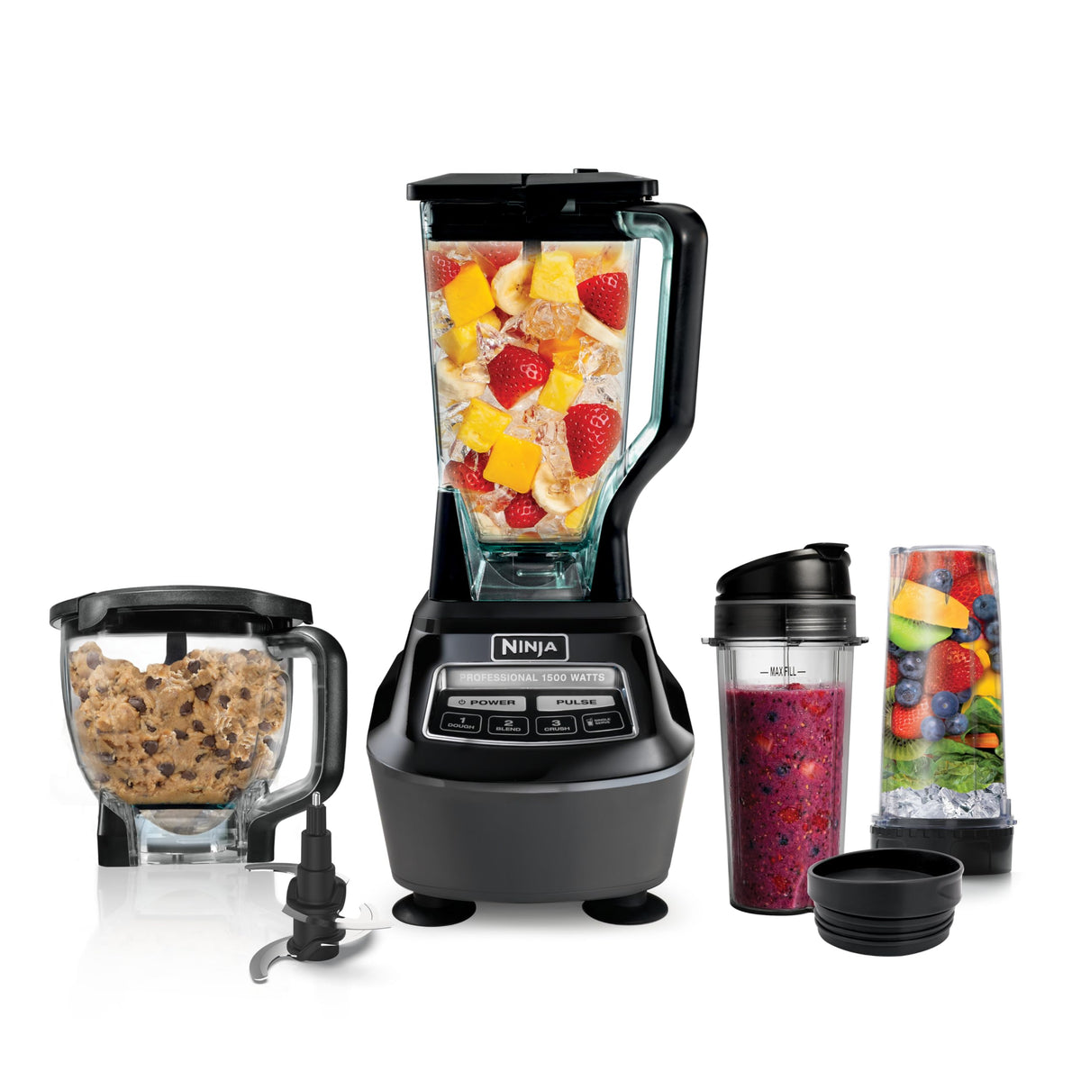 Black Ninja Kitchen System Pro blender with 72oz pitcher and 8-cup bowl