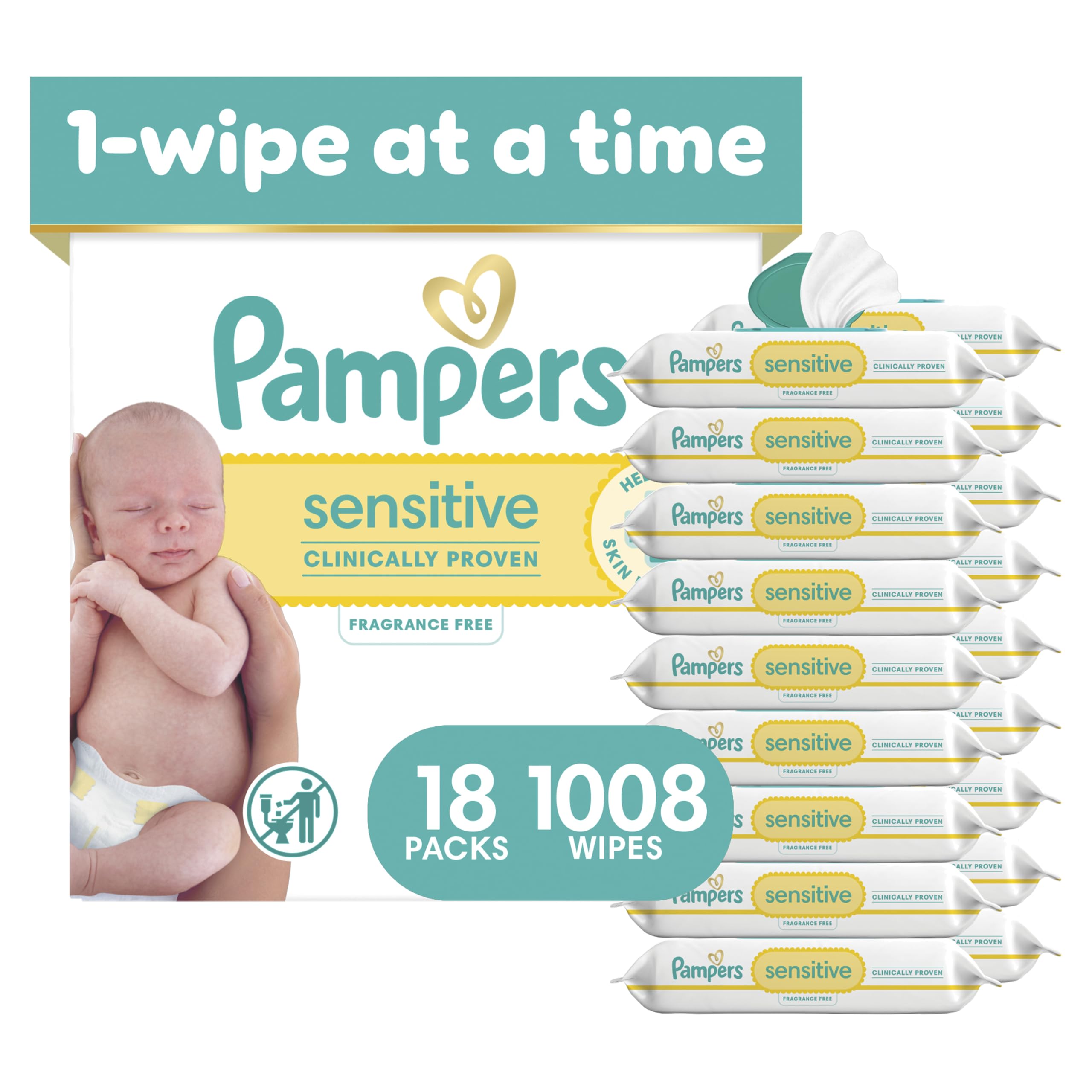 Pampers Pampers Sensitive Baby Wipes, Clinically Proven, - Baby Care