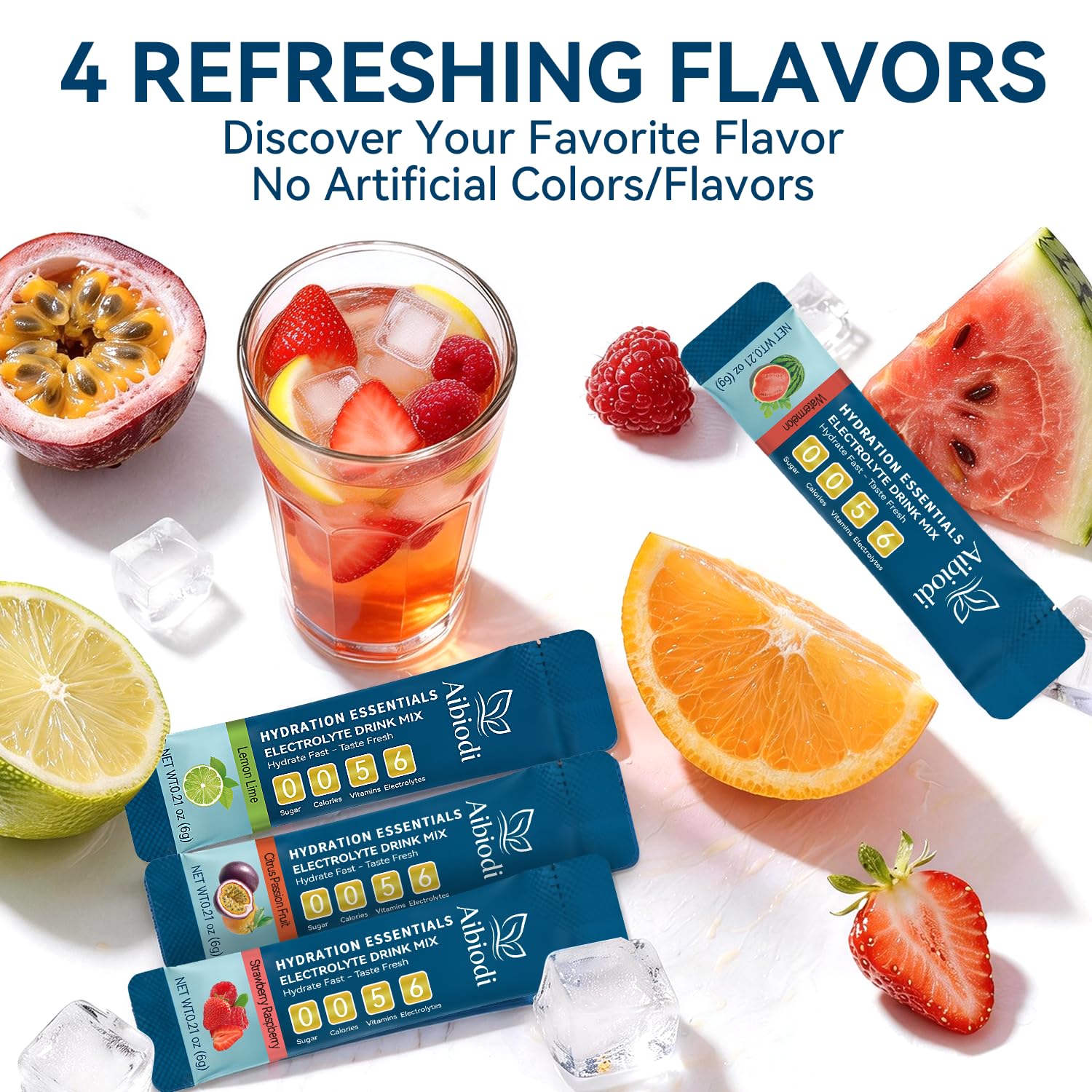 Aibiodi Electrolytes Powder Packets - Sugar Free & Zero Calorie Liquid Daily Drink Mix - Instant Hydration & Energy Supplement with 6 Electrolytes and 5 Vitamins, Keto Friendly & Vegan - 12 Sticks image 8