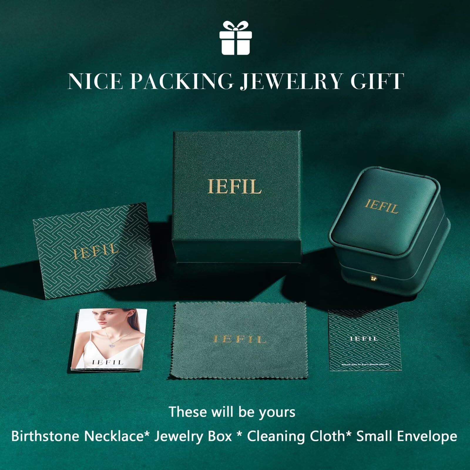 Iefil Simulated Emerald Necklace, Anniversary Birthday Gifts for Women image 6