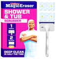 Mr. Clean Magic Eraser foaming shower scrubber with two foam eraser pads, lemon scent