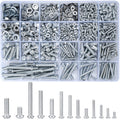 Plastic organizer tray containing 1080 metric cross-slotted round head screws, hex nuts, flat washers