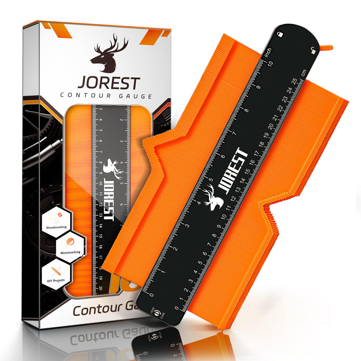 Jorest 10-inch contour gauge with locking mechanism and measuring scale