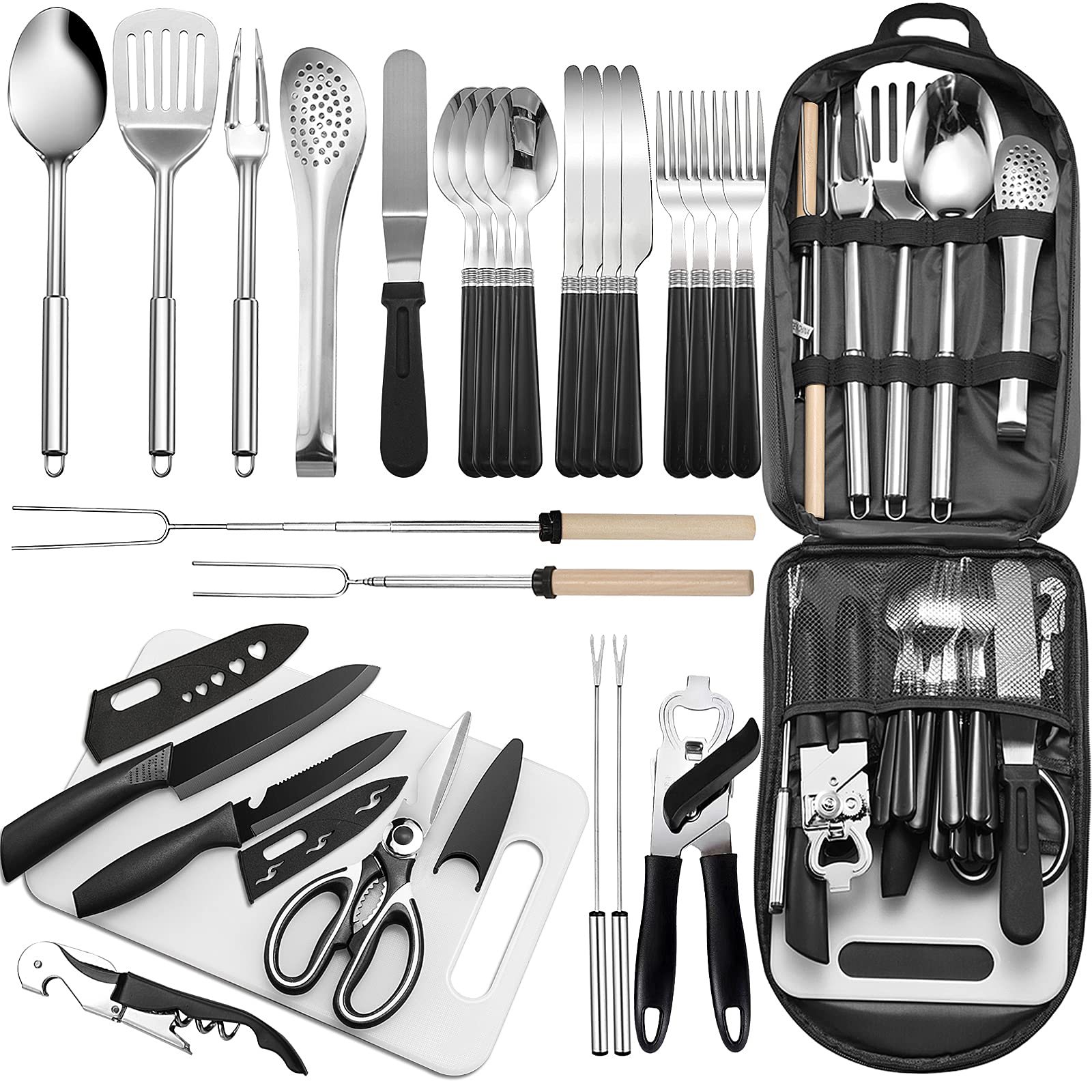 27-piece Freehiker stainless steel camping utensil kit with organizer case