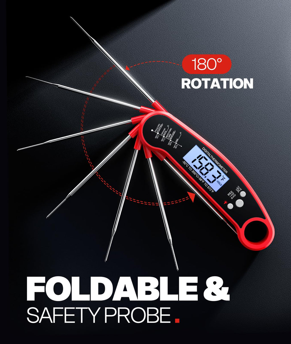 Instant Read Meat Thermometer Digital, 1-2 Sec, Food, Cooking, Grilling image 3