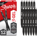 Sharpie S-Gel black gel pens 0.7mm in black barrels, 12 pens displayed