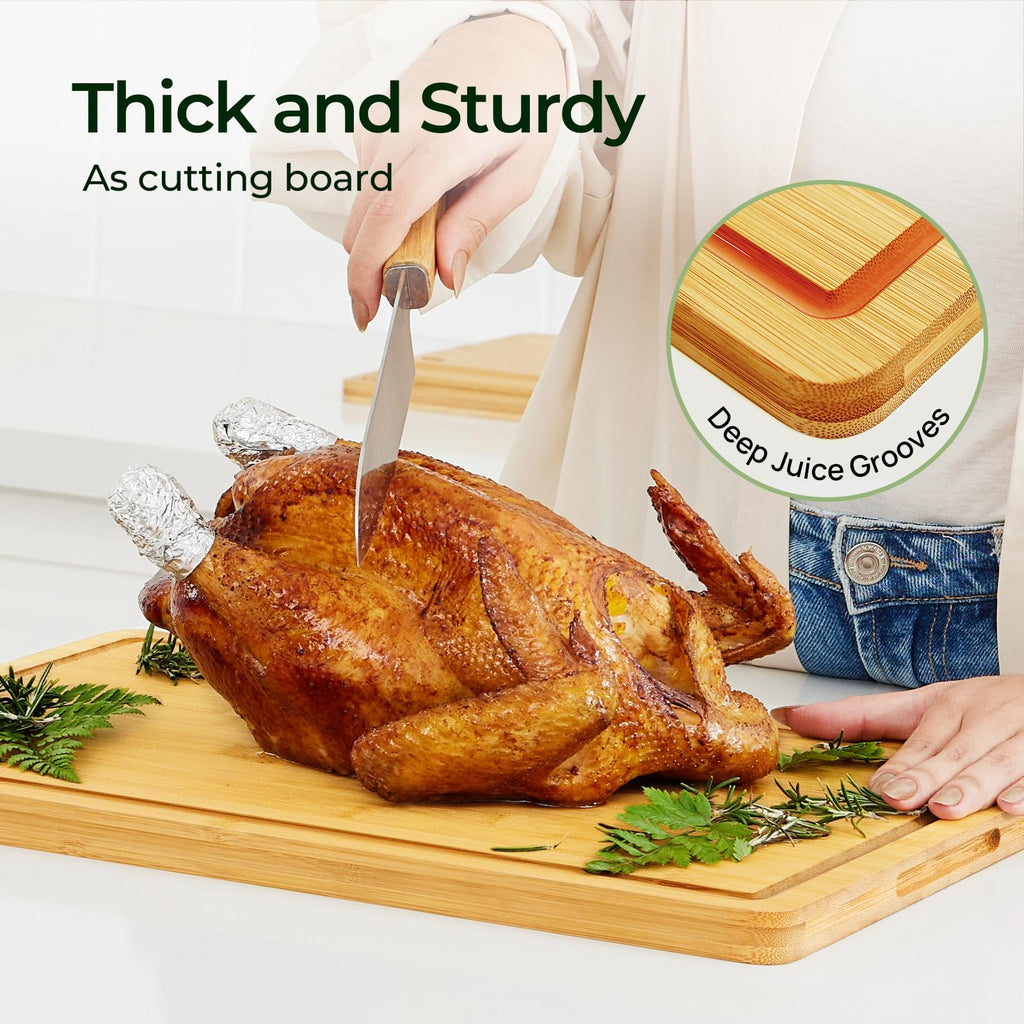 Keechee Natural Bamboo Cutting Board for Kitchen, XL Carving Board image 7