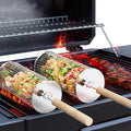 Ivtivfu rolling grill basket on camp grill handle visible