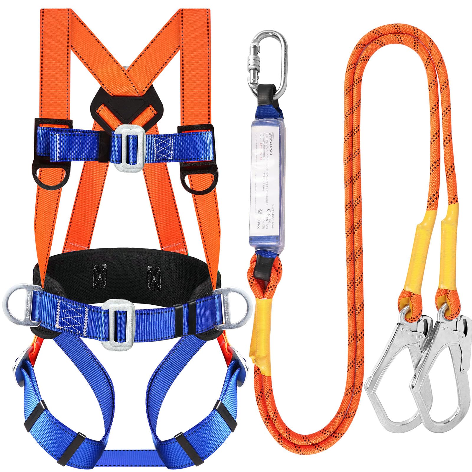 TT TRSMIMA full-body safety harness with shoulder straps and back D-ring fall arrest for roofing work