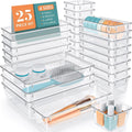 25 clear plastic drawer organizers for makeup and small item storage