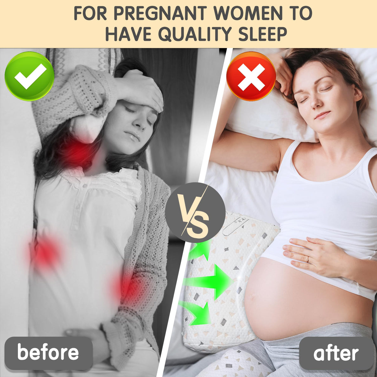 GloTika Pregnancy Pillows for Sleeping, Large Maternity Body Pillow Support for Back, Legs, Belly of Pregnant Women, Detachable and Adjustable, with Large Adjustable Pillow and Cover image 5