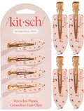 Kitsch cherry print creaseless hair clips, 4 clips on white background