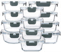 Gray glass food storage containers with matching gray lids in assorted sizes stacked
