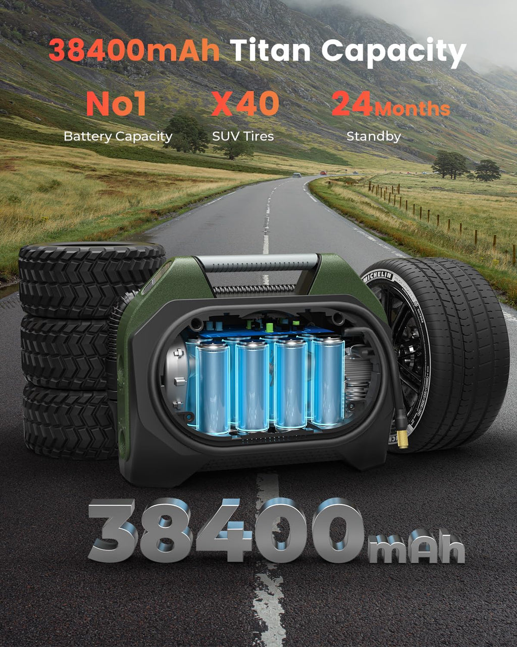 ETENWOLF VORTEX S7 Tire Inflator for Heavy-duty Vehicle with 38400 mAh image 4