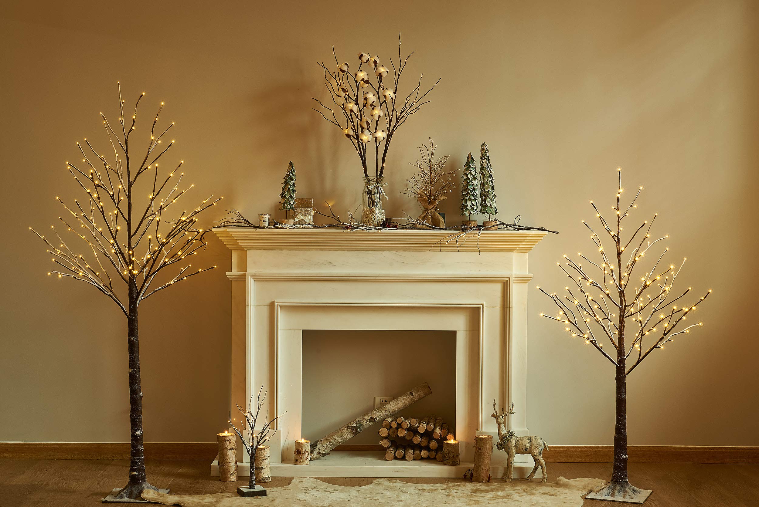 Hairui Lighted Brown Branches Battery Operated with Timer 32IN 100 LED Fairy Lights, Willow Branch Lights for Home Bedroom Fireplace Christmas Holiday Decoration Indoor Outdoor Use (Vase Excluded) image 9