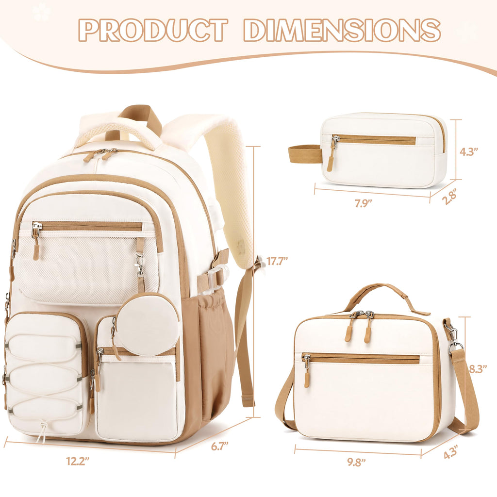Similove Backpack for Teen Girls, 3PCS School Backpack for Girls image 2