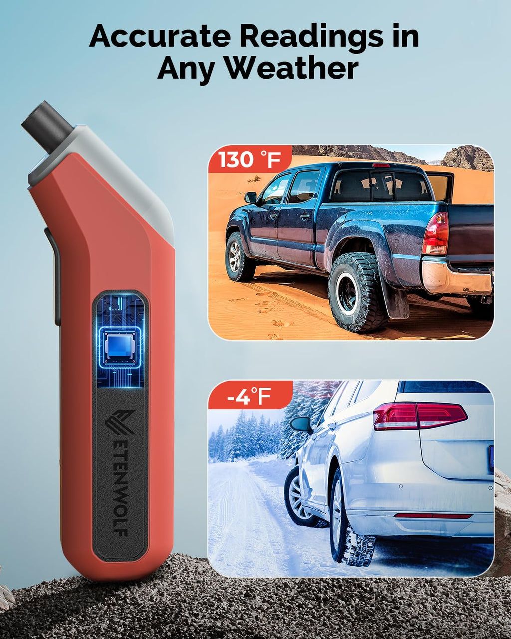 ETENWOLF T300 Digital Tire Pressure Gauge 200 PSI for Car, RV, Truck, Bikes image 5