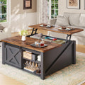Black SEDETA 31.5-inch square lift-top coffee table showing hidden storage compartment and adjustable shelf