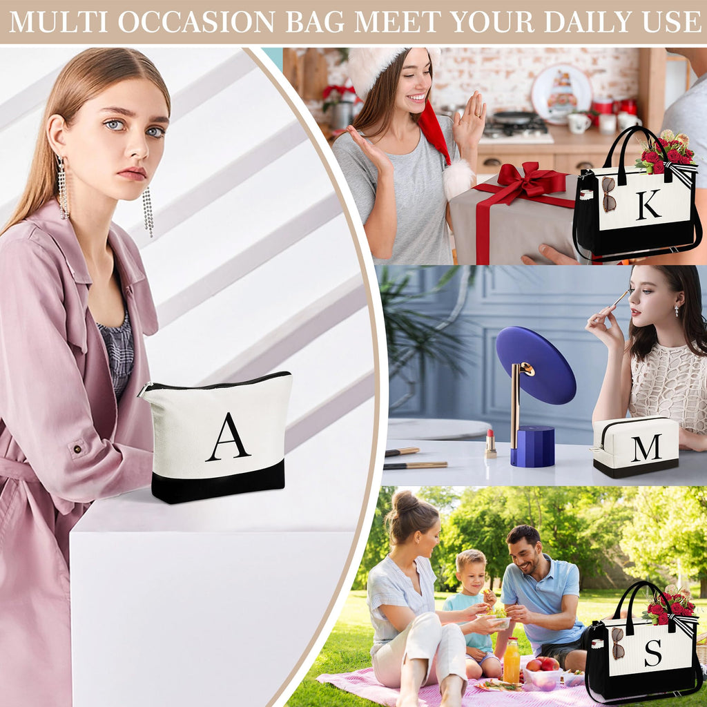YOOLIFE Birthday Gifts for Women Mom Daughter, Canvas Tote Bag, Initial K image 6