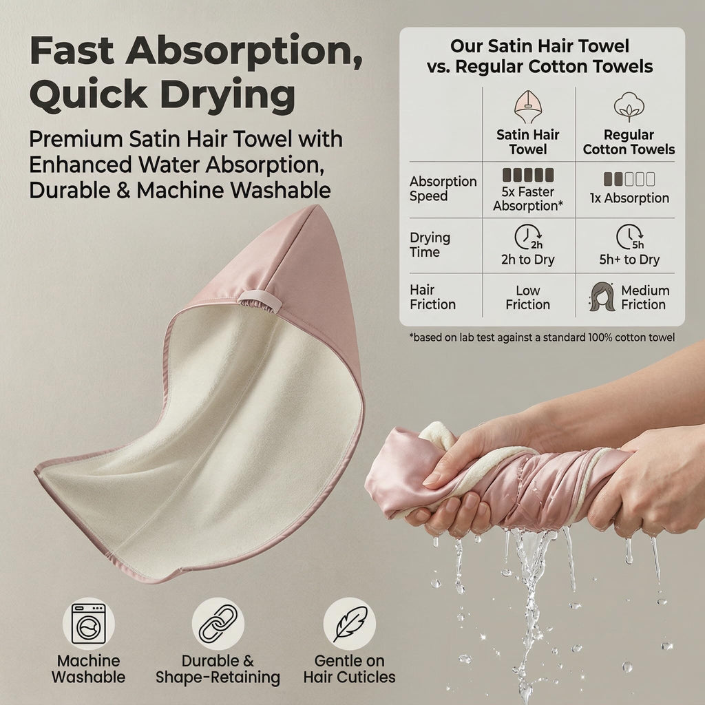 TURINGCREST Microfiber Hair Towel Wrap, Satin Quick Dry Turban Women Long image 5
