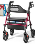 HOMLAND foldable rollator walker with enlarged 16-inch seat and front wheels
