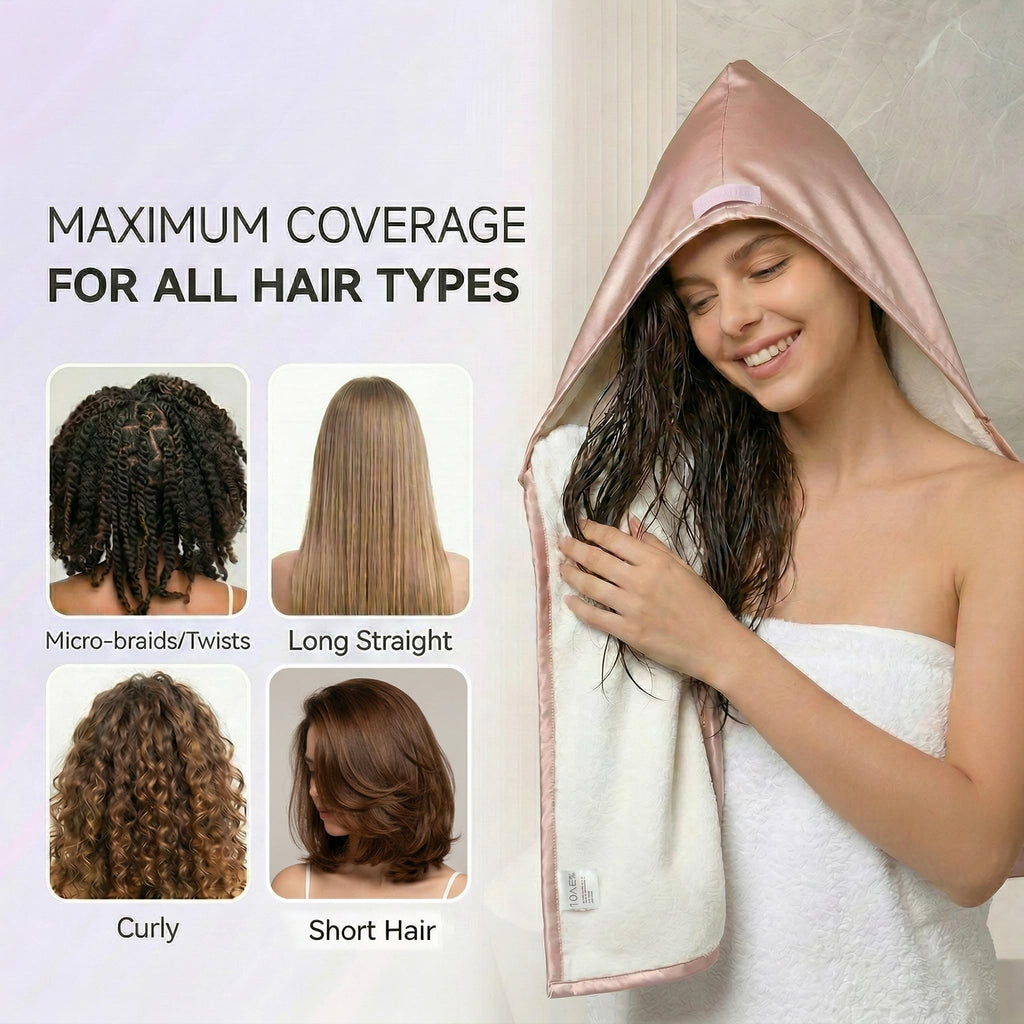 TURINGCREST Microfiber Hair Towel Wrap, Satin Quick Dry Turban Women Long image 4