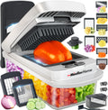 JANSKA 10-in-1 vegetable chopper mandoline slicer, removable blades, collection tray