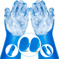 Augwind navy blue 6-piece dog grooming and bath gloves with brushes