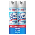 Two 19 oz cans of Lysol Disinfectant Spray in Crisp Linen scent