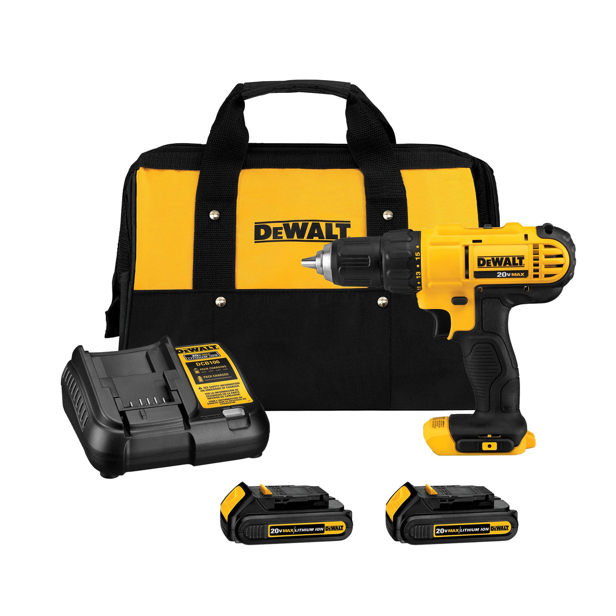 DEWALT 20V Max XR cordless drill driver, battery, charger