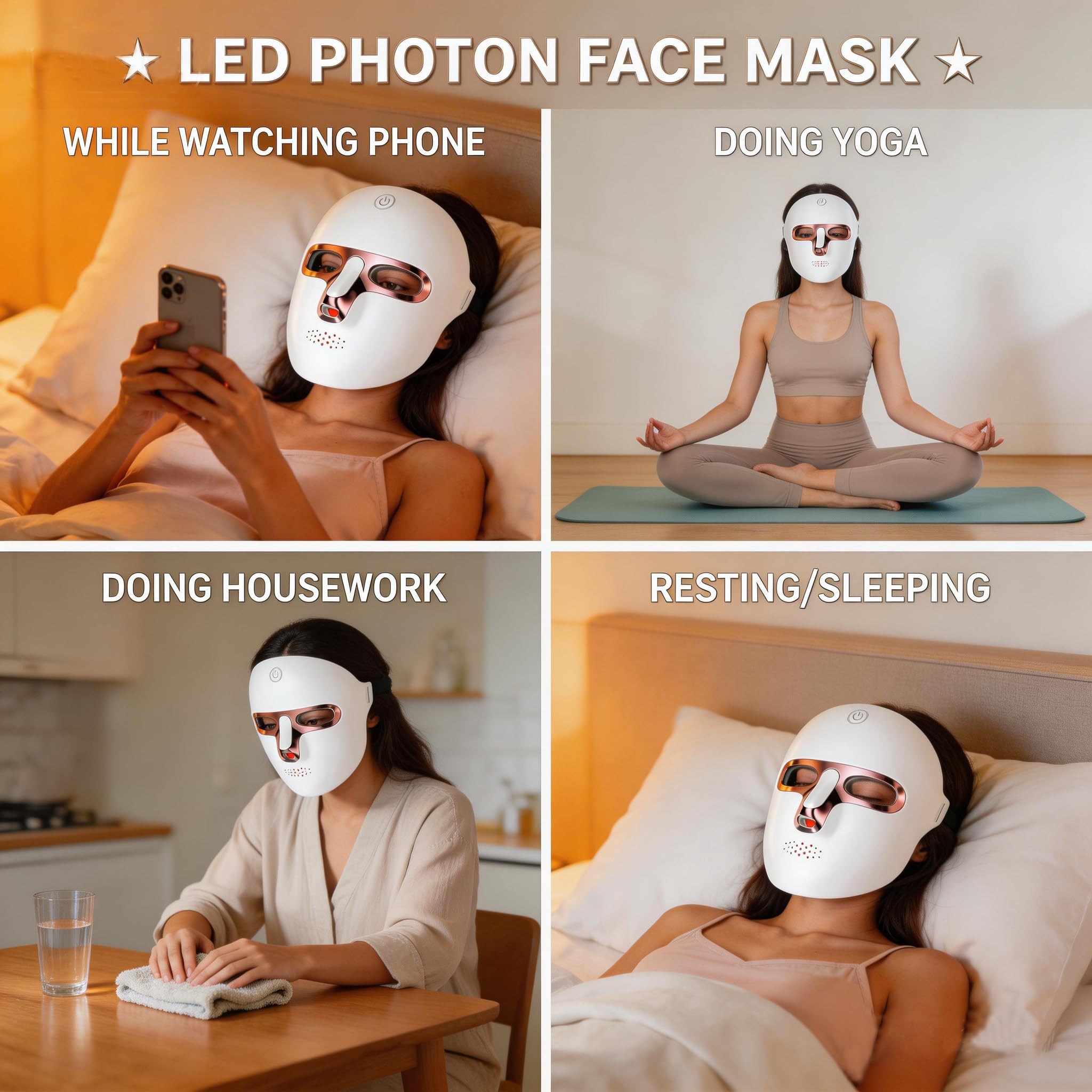 LED Light Therapy Mask for Face, 7 in 1 Wireless Red Light Skincare Face Mask with Near-Infrared Red Light (NIR), Rechargeable Treatment Device for Wrinkles Homeuse, LED Skin Care Facial image 5
