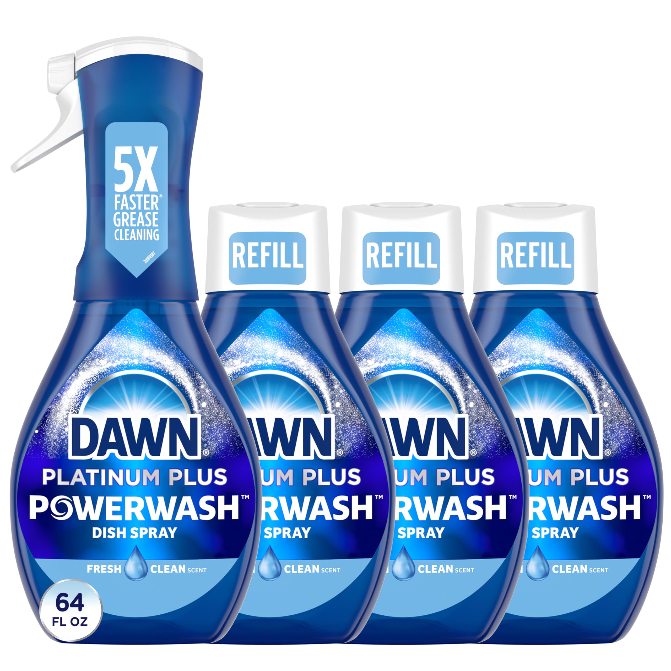 Dawn Powerwash Fresh dish spray starter bottle with three 16 fl oz refill bottles
