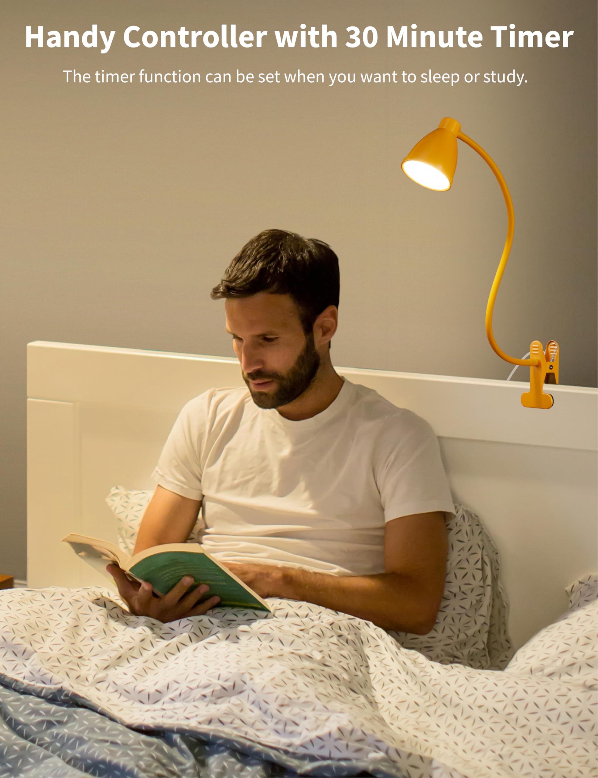 BOHON Clip on Light, Desk Lamp with Clamp, 5 Color 10 Brightness Yellow image 4