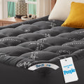 BEDLORE queen pillow top mattress topper laid on bed showing quilted pillow-top surface