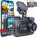 ROVE R2 dual 4K dash cam front and rear cameras with 128GB memory card